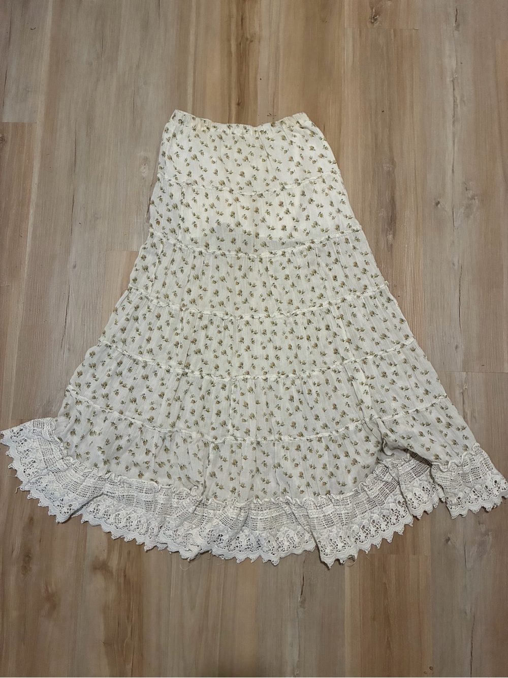 Ralph Lauren Cream Maxi Skirt with Small Yellow Floral Print